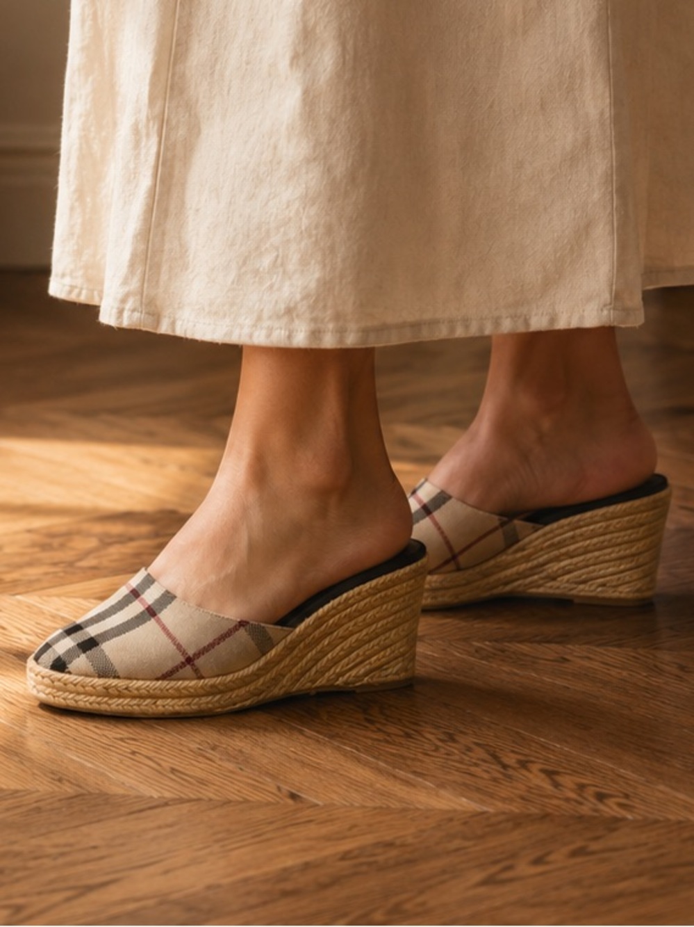Burberry Nova Check Espadrille Wedge Sandal m